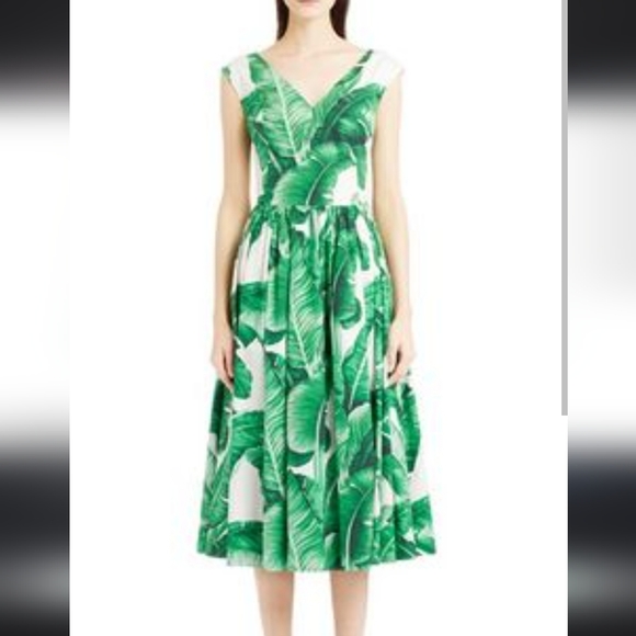 Dolce & Gabbana Bana Leaf Print Midi dress - Picture 1 of 7